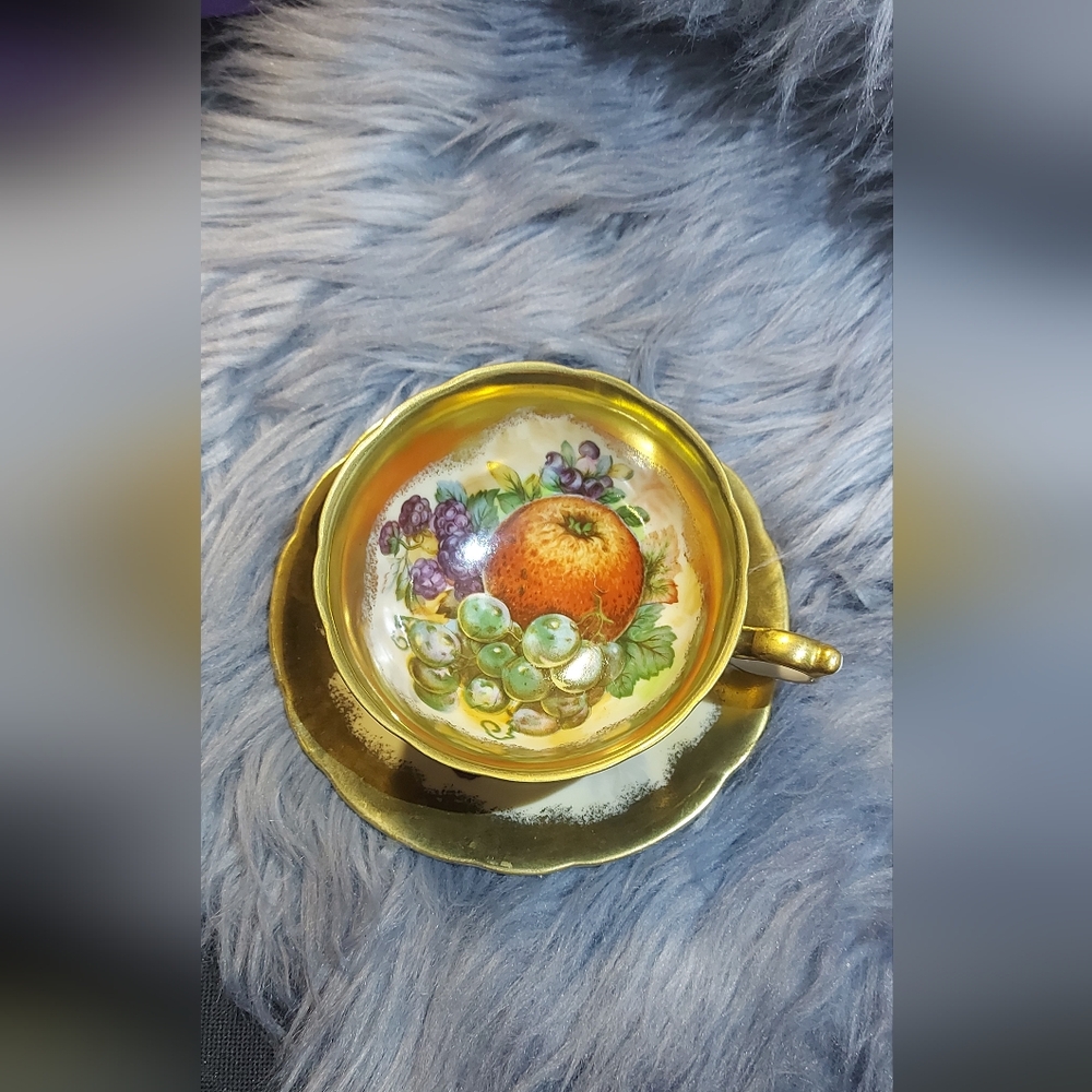Vintage, Hand Painted ,Gold Rimmed, Teacup and Saucer Made in Occupied Japan.